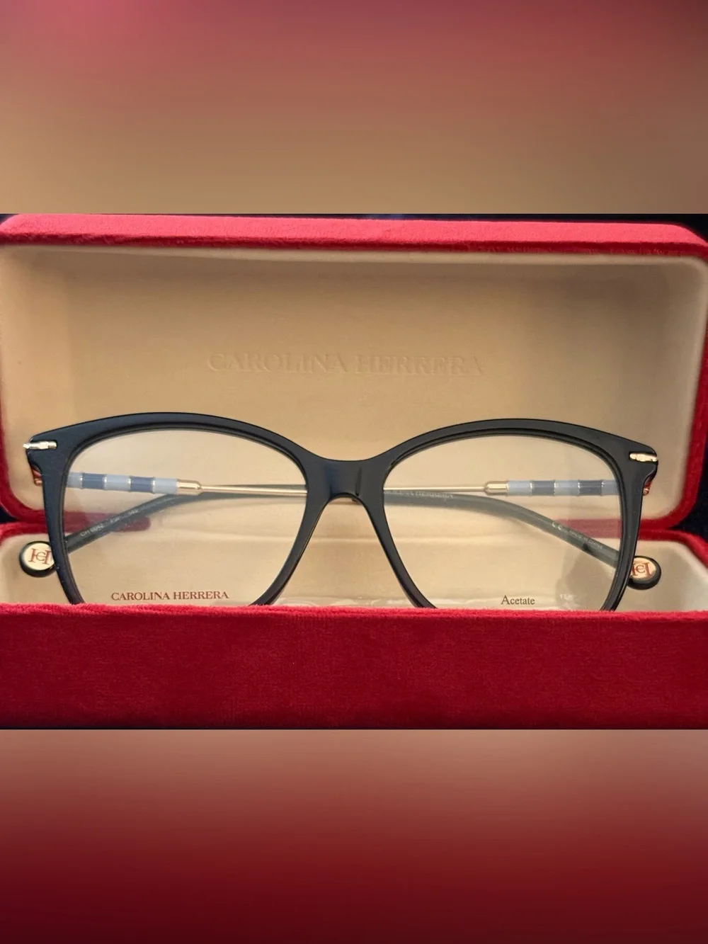 Carolina Herrera Women's Rx Eyeglass Dark Blue/Gold